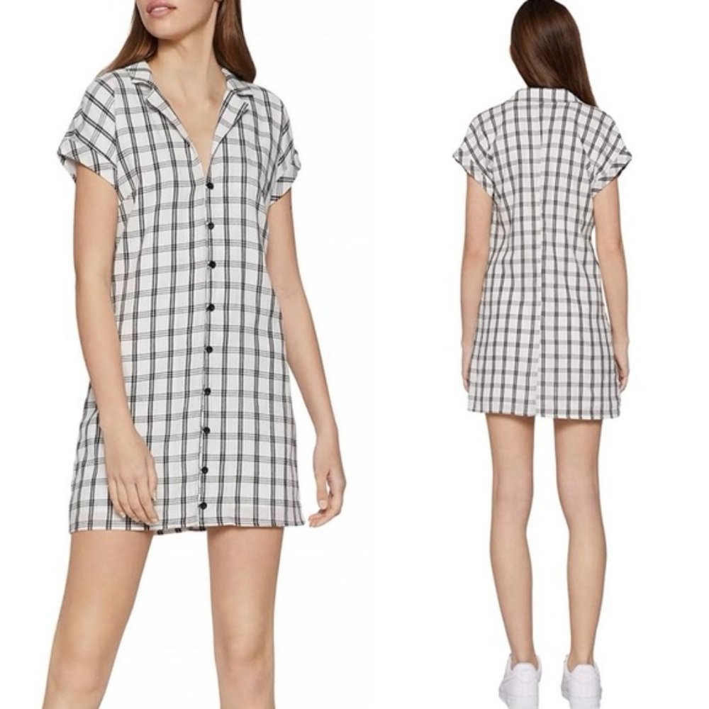 Bcbgeneration Button Plaid Shift Shirt Dress - image 1